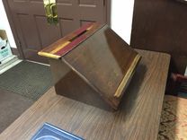 Antique Handmade Segmented Solid Wood Shtender/Lectern W/ Envelope Slot 2 small