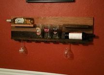 Wall Mounted Wine Rack Holds 7 Bottles And Glasses 3 small