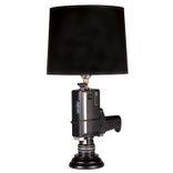 Vintage Camera Upcycled Movie Lamp With New Black Lamp Shade 1 small