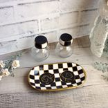 Courtly Salt & Pepper Shaker Black White Check Dish Buffalo Check Kitchen Decor 2 small