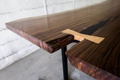 Modern Black Walnut Live Edge Dining / Conferencetable 1 small