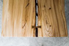 Modern Red Elm Live Edge Dining / Conference Table 1 small
