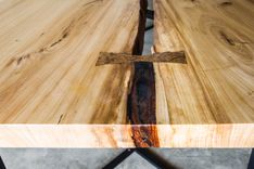 Modern Red Elm Live Edge Dining / Conference Table 2 small