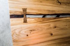 Modern Red Elm Live Edge Dining / Conference Table 4 small