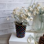 Colorful Polka Dot Hobnail Vase Hand Painted Whimsy Decor Circus Clown Vase 2 small