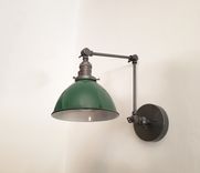 Gunmetal And Green Adjustable Wall Light - Industrial Swing Arm Sconce 2 small