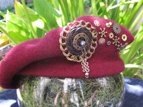 Hat: Beret With Steampunk Accessories 1 small