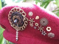 Hat: Beret With Steampunk Accessories 4 small
