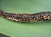 Jewelry: Brown Leather Braided Choker With Copper Beads 1 small