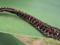 Jewelry: Brown Leather Braided Choker With Copper Beads 3 small