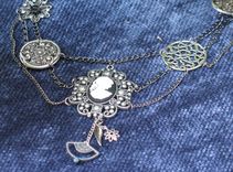 Jewelry: Steampunk / Neo-Victorian Necklace: Silver Cameo With Filigree 4 small