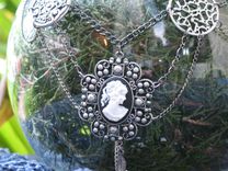 Jewelry: Steampunk / Neo-Victorian Necklace: Silver Cameo With Filigree 5 small