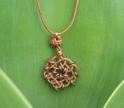 Necklace And Pendant: Circle Of Life Knot In Brown With Copper Beads 2 small