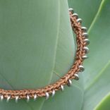 Bracelet / Anklet / Men's Bracelet:  Braided Brown Leather Cord With Silver  Beads 6 small