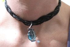 Blue Glass Wire-Wrapped Pendant 1 small