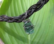 Blue Glass Wire-Wrapped Pendant 2 small