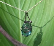 Blue Glass Wire-Wrapped Pendant 3 small