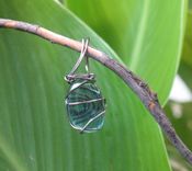 Blue Glass Wire-Wrapped Pendant 4 small