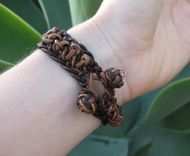 Men's Bracelet: Knot And Braid In Brown Leather Cord 7 small