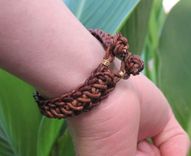 Men's Bracelet: Knot And Braid In Brown Leather Cord 5 small