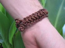 Men's Bracelet: Knot And Braid In Brown Leather Cord 4 small