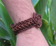 Men's Bracelet: Knot And Braid In Brown Leather Cord 3 small