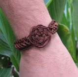 Men's Bracelet: Knot And Braid In Brown Leather Cord 2 small