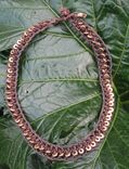 Braided Leather Necklace: Brown With Copper Beads 1 small
