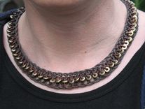 Braided Leather Necklace: Brown With Copper Beads 3 small