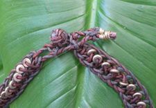 Braided Leather Necklace: Brown With Copper Beads 5 small