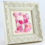 Custom Framed Button Art Monogram Letter 3 small