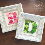 Custom Framed Button Art Monogram Letter 4 small
