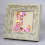 Custom Framed Button Art Monogram Letter 5 small