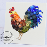 Custom Rooster Button Art Wall Hanging, 10x10 Inches 1 small
