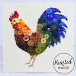 Custom Rooster Button Art Wall Hanging, 10x10 Inches 2 small