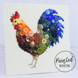Custom Rooster Button Art Wall Hanging, 10x10 Inches 3 small