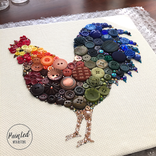 Custom Rooster Button Art Wall Hanging, 10x10 Inches 4 small