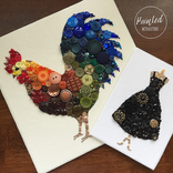 Custom Rooster Button Art Wall Hanging, 10x10 Inches 5 small