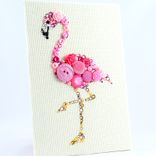 Pink Flamingo Button Art Wall Hanging 2 small