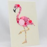 Pink Flamingo Button Art Wall Hanging 3 small