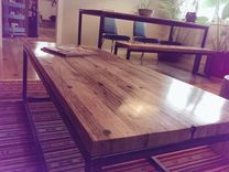 Reclaimed Trailer Floor Wood & Steel Coffee Table 4 small