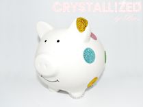 Crystallized Polka Dot Piggy Bank Baby Kids Decor Nursery Bling European Crystals Bedazzled 2 small