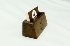 Solid Walnut Business Card Holder, Option For Custom Engraving 2 small