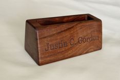 Solid Walnut Business Card Holder, Option For Custom Engraving 3 small