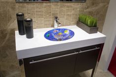 Tropical Paradise Mosaic Bathroom Sink - Oval 1 small