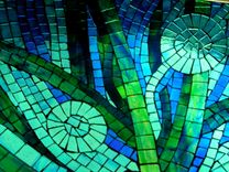 Bubbles And Waves Glass Mosaic Bathroom Sink - Round 4 small