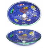 Tropical Paradise Mosaic Bathroom Sink - Oval 3 small