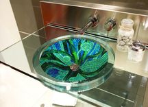 Bubbles And Waves Glass Mosaic Bathroom Sink - Round 1 small