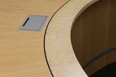 Custom Conference Table - Custom Round Shape - Inlays - Power/Data 4 small