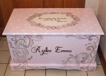 Wooden Custom Hope Chest With A Verse Of Your Choice On Lid And Inside And Personilzed With Name. 1 small
